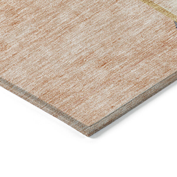 8' Coral Peach And Gray Round Abstract Washable Indoor Outdoor Area Rug