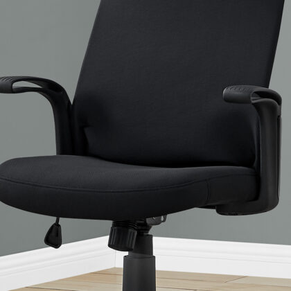 Black Fabric Seat Swivel Adjustable Task Chair Fabric Back Plastic Frame