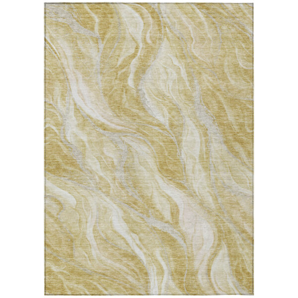 8' X 10' Gold Beige And Ivory Abstract Washable Indoor Outdoor Area Rug