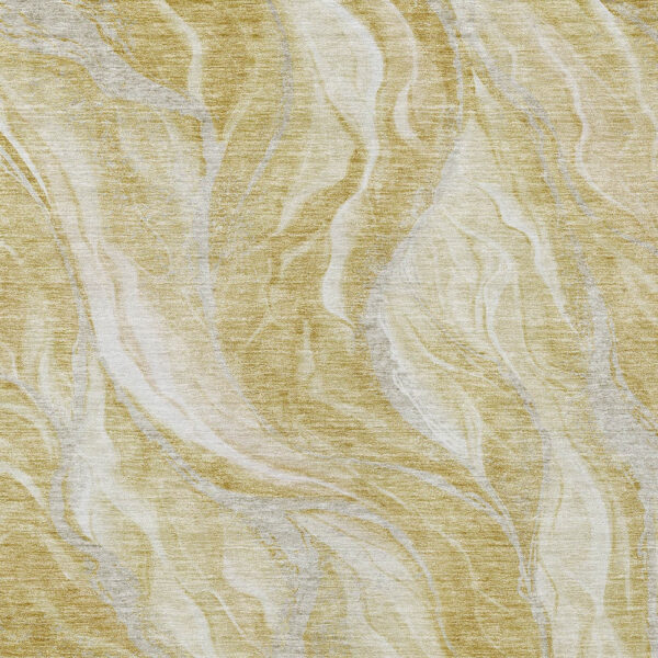 8' X 10' Gold Beige And Ivory Abstract Washable Indoor Outdoor Area Rug