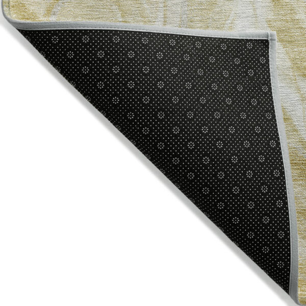 8' X 10' Gold Beige And Ivory Abstract Washable Indoor Outdoor Area Rug