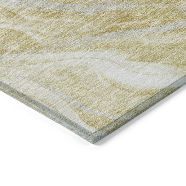 8' X 10' Gold Beige And Ivory Abstract Washable Indoor Outdoor Area Rug