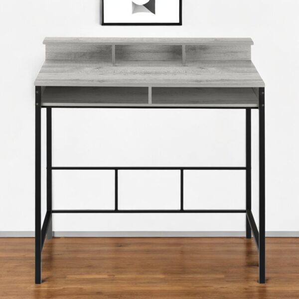 47" Gray and Black Wood and Metal Computer Desk