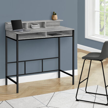 47" Gray and Black Wood and Metal Computer Desk