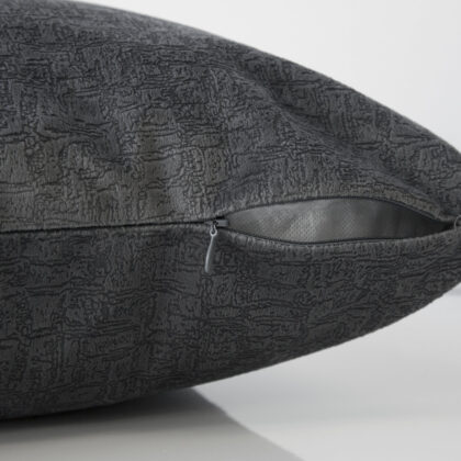 18" X 18" Dark Gray Velvet Polyester Mosaic Zippered Pillow