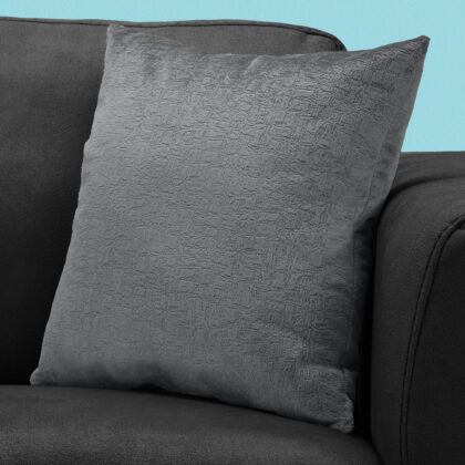 18" X 18" Dark Gray Velvet Polyester Mosaic Zippered Pillow