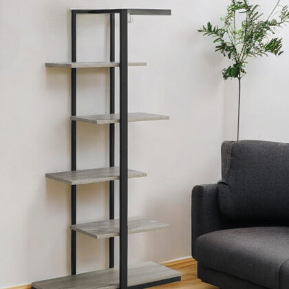 Taupe Metal Five Tier Etagere Bookcase
