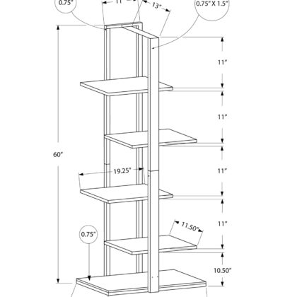 Taupe Metal Five Tier Etagere Bookcase