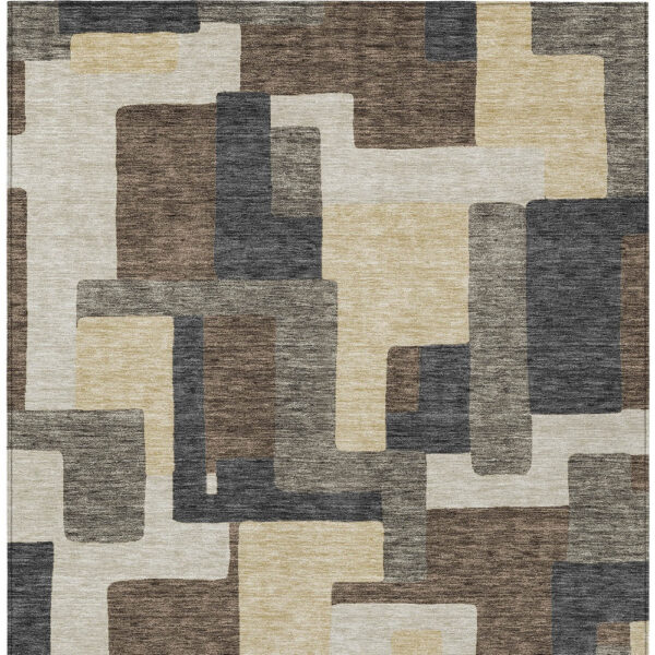 10' X 14' Brown And Taupe Abstract Washable Indoor Outdoor Area Rug
