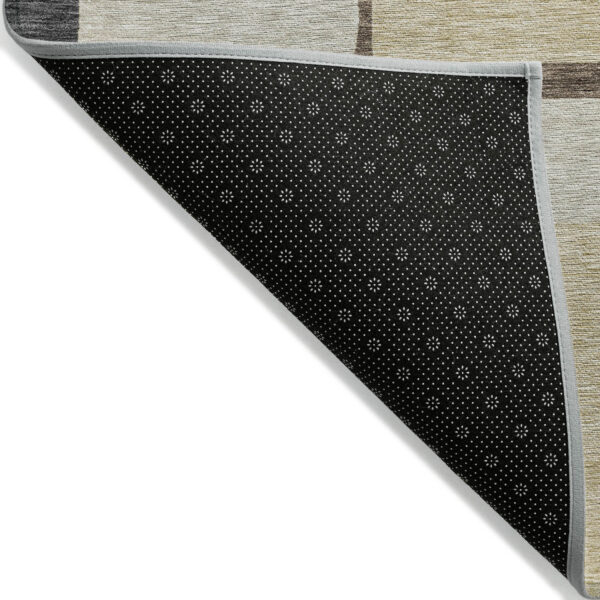 8' Brown And Taupe Round Abstract Washable Indoor Outdoor Area Rug
