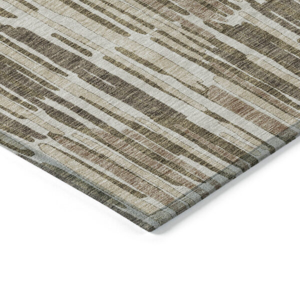 10' X 14' Brown And Taupe Abstract Washable Indoor Outdoor Area Rug