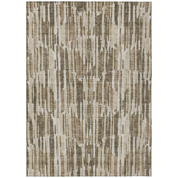 10' X 14' Brown And Taupe Abstract Washable Indoor Outdoor Area Rug