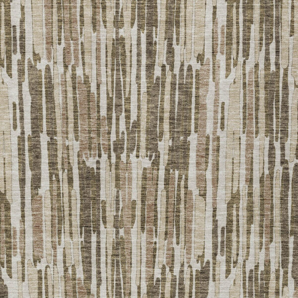 10' X 14' Brown And Taupe Abstract Washable Indoor Outdoor Area Rug