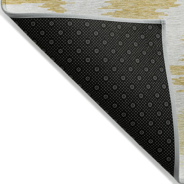 9' X 12' Gold Beige And Wheat Abstract Washable Indoor Outdoor Area Rug