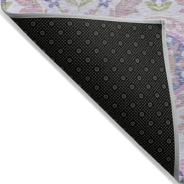 9' X 12' Blush Lavender And Purple Floral Washable Indoor Outdoor Area Rug