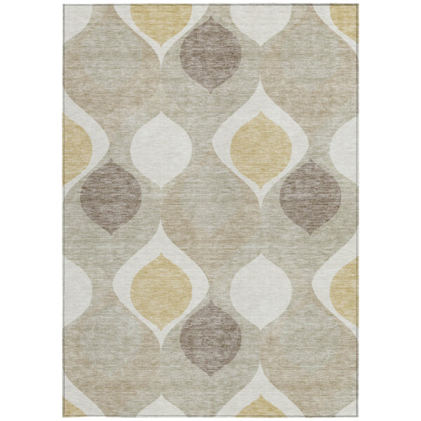 8' X 10' Beige Taupe And Ivory Ogee Washable Indoor Outdoor Area Rug