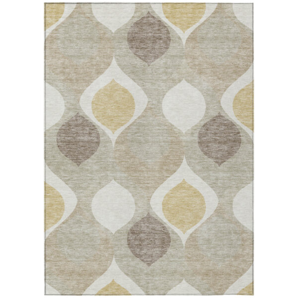 8' X 10' Beige Taupe And Ivory Ogee Washable Indoor Outdoor Area Rug