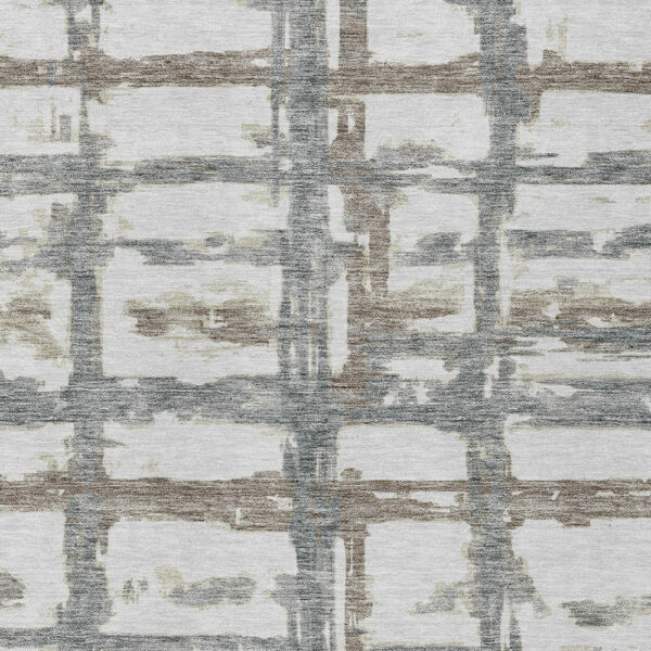 8' X 10' Silver Taupe And Gray Striped Washable Indoor Outdoor Area Rug