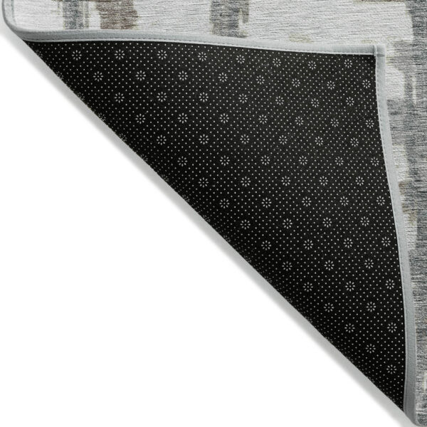 8' X 10' Silver Taupe And Gray Striped Washable Indoor Outdoor Area Rug