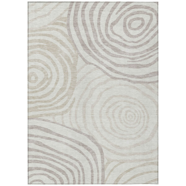 5' X 8' Ivory Beige And Khaki Abstract Washable Indoor Outdoor Area Rug