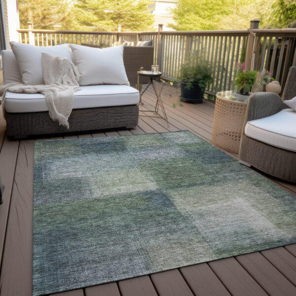10' X 14' Olive Green And Gray Abstract Washable Indoor Outdoor Area Rug