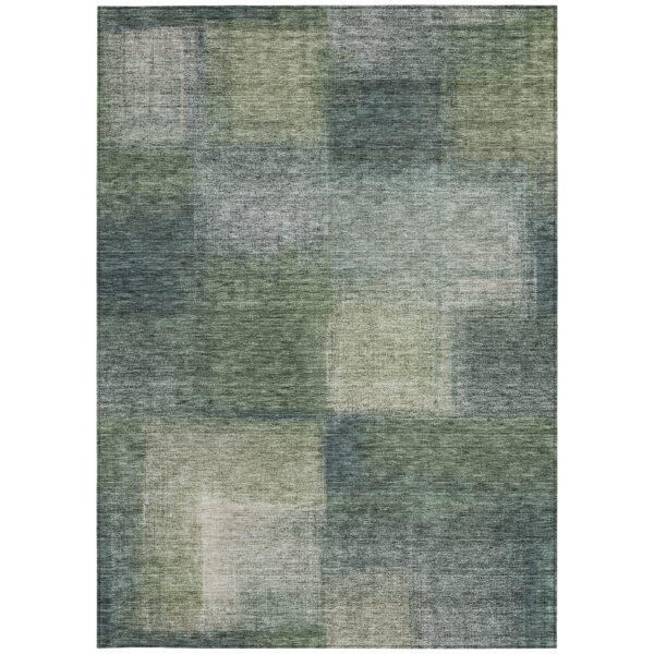 10' X 14' Olive Green And Gray Abstract Washable Indoor Outdoor Area Rug