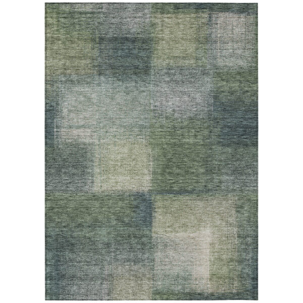 10' X 14' Olive Green And Gray Abstract Washable Indoor Outdoor Area Rug