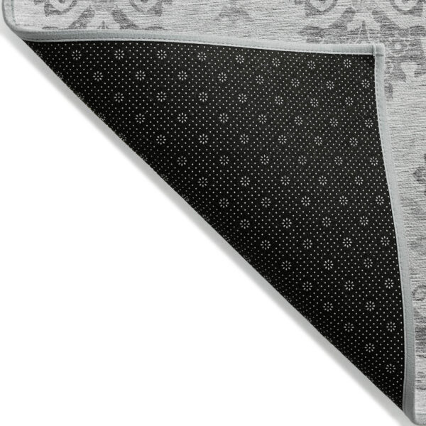 9' X 12' Graphite Gray And Silver Oriental Washable Indoor Outdoor Area Rug