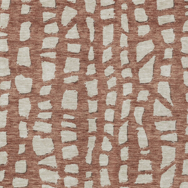 8' X 10' Orange And Ivory Abstract Washable Indoor Outdoor Area Rug