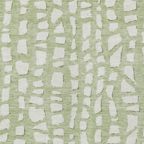 3' X 5' Artichoke Green And Ivory Abstract Washable Indoor Outdoor Area Rug