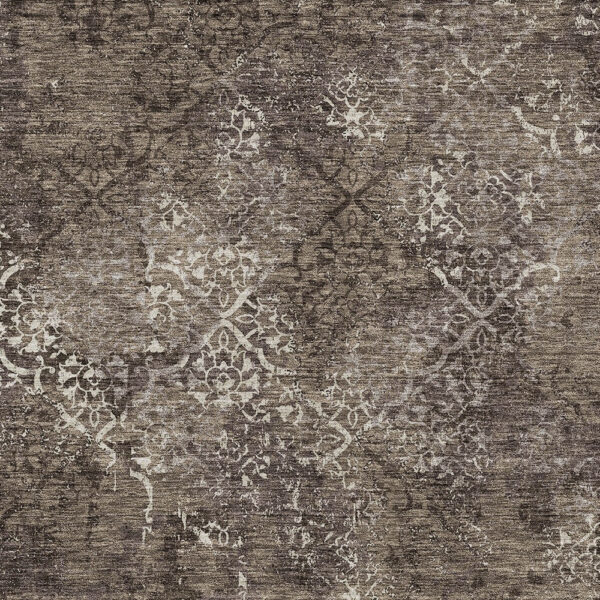 5' X 8' Brown And Ivory Floral Washable Indoor Outdoor Area Rug