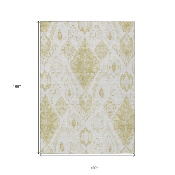 10' X 14' Beige Tan And Ivory Moroccan Washable Indoor Outdoor Area Rug
