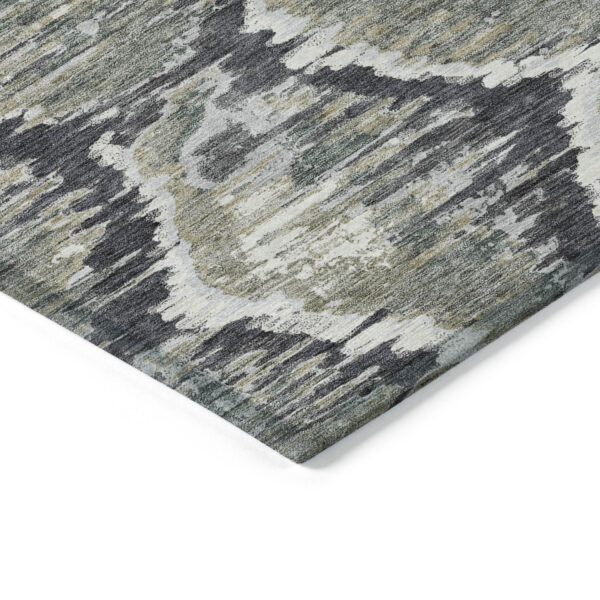 8' X 10' Charcoal Gray And Silver Abstract Washable Indoor Outdoor Area Rug