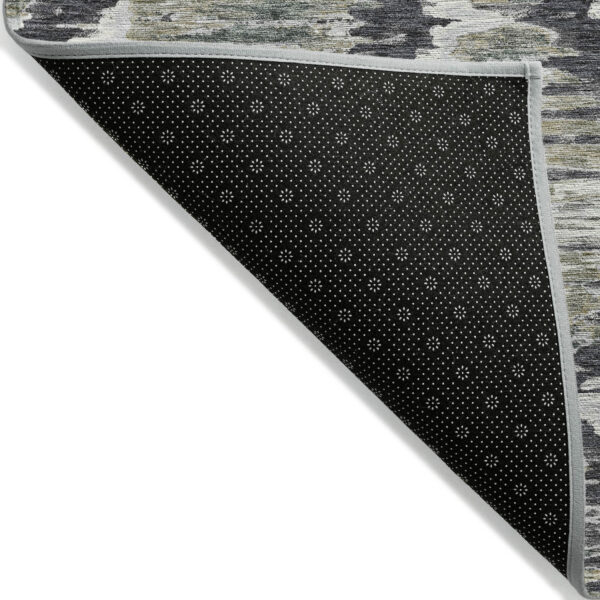 8' X 10' Charcoal Gray And Silver Abstract Washable Indoor Outdoor Area Rug