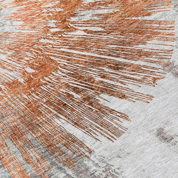 9' X 12' Terra Cotta Copper And Taupe Abstract Washable Indoor Outdoor Area Rug
