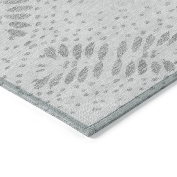 10' X 14' Gray And Silver Floral Washable Indoor Outdoor Area Rug