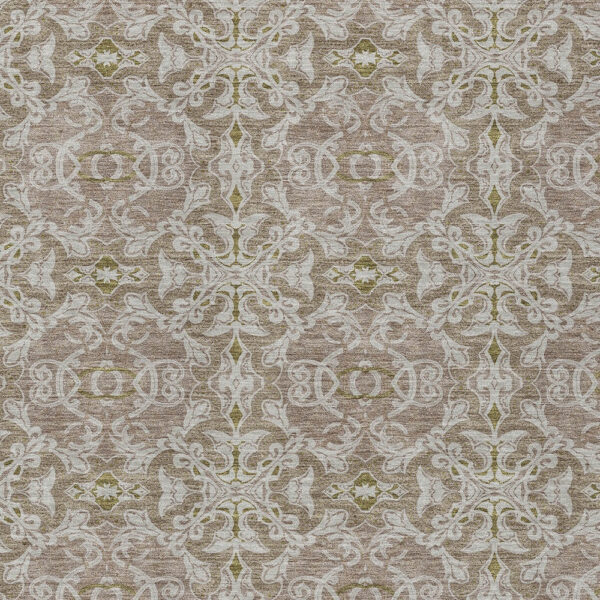 9' X 12' Brown Beige And Taupe Medallion Washable Indoor Outdoor Area Rug