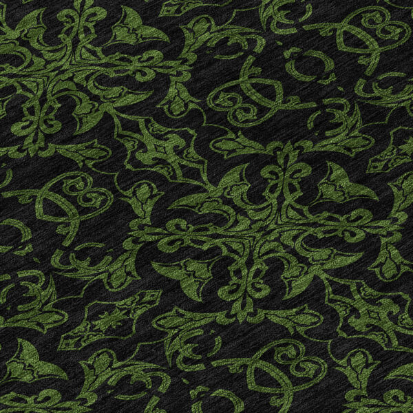 8' Olive Green And Green Round Medallion Washable Indoor Outdoor Area Rug