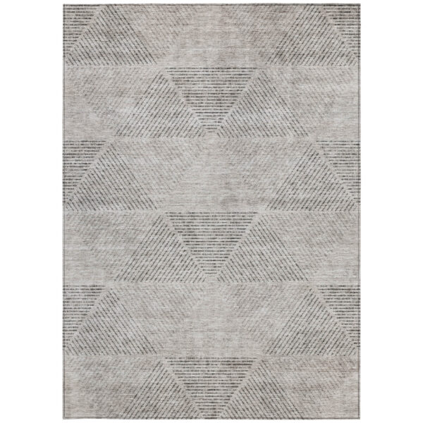 8' X 10' Taupe Brown And Ivory Geometric Washable Indoor Outdoor Area Rug