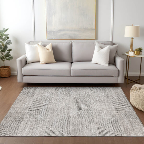 8' X 10' Taupe Brown And Ivory Geometric Washable Indoor Outdoor Area Rug