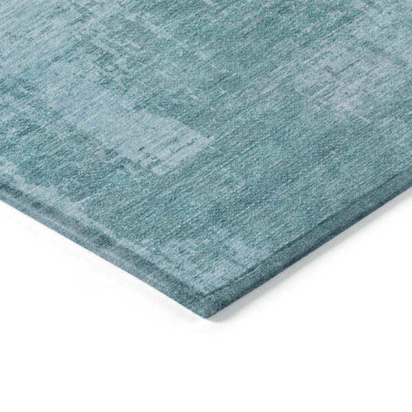 10' X 14' Aqua Teal Blue And Gray Abstract Washable Indoor Outdoor Area Rug