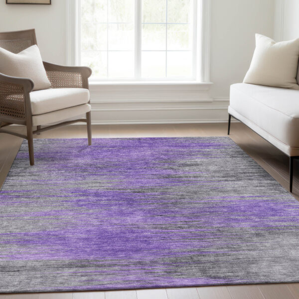 9' X 12' Purple Gray And Charcoal Abstract Washable Indoor Outdoor Area Rug