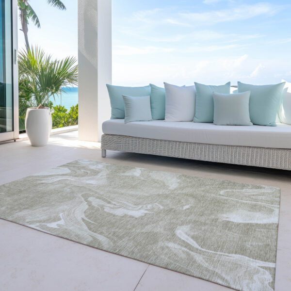 8' X 10' Taupe And Beige Abstract Washable Indoor Outdoor Area Rug