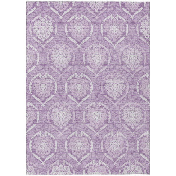 8' X 10' Plum Purple And Ivory Medallion Washable Indoor Outdoor Area Rug