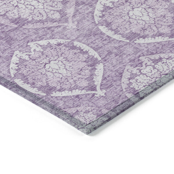 8' X 10' Plum Purple And Ivory Medallion Washable Indoor Outdoor Area Rug