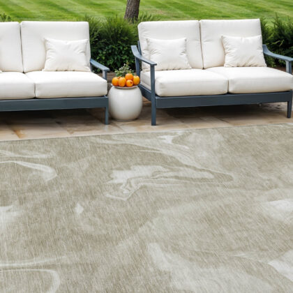 8' X 10' Taupe And Beige Abstract Washable Indoor Outdoor Area Rug