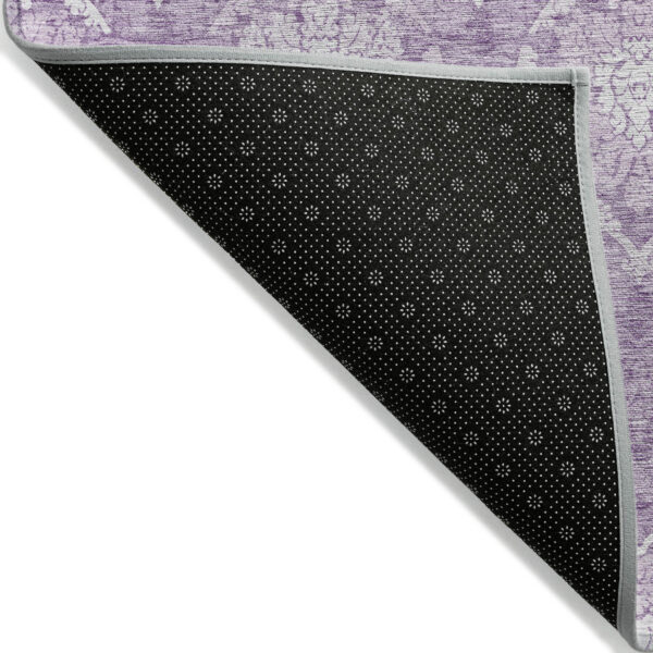 8' X 10' Plum Purple And Ivory Medallion Washable Indoor Outdoor Area Rug