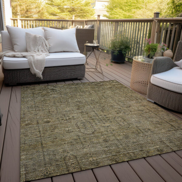 10' X 14' Brown And Beige Southwestern Washable Indoor Outdoor Area Rug