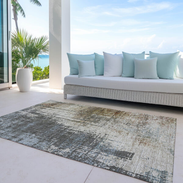 3' X 5' Beige Brown And Gray Abstract Washable Indoor Outdoor Area Rug