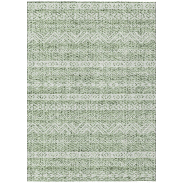 8' X 10' Artichoke Green And Green Southwestern Washable Indoor Outdoor Area Rug